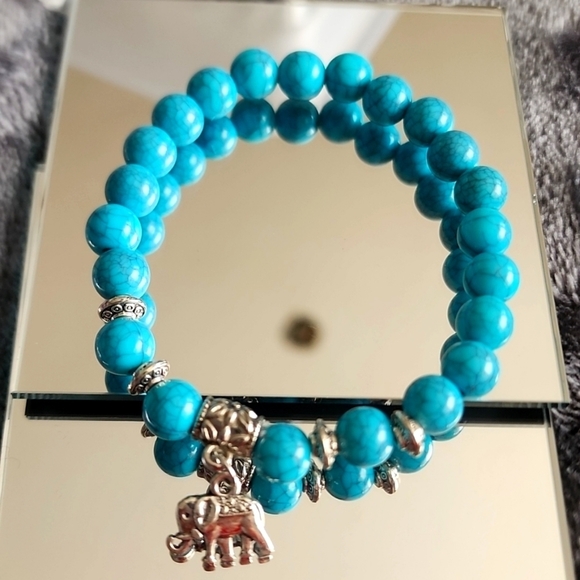 ELEPHANT Boho Turquoise Beaded Bracelet BR - Picture 2 of 3